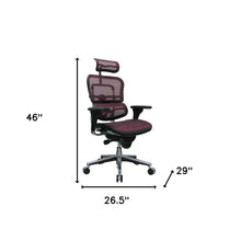 Plum Swivel Adjustable Executive Chair Mesh Back Plastic Frame