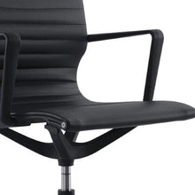 Black Vinyl Tufted Seat Swivel Adjustable Task Chair Fabric Back Plastic Frame