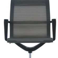 Black Vinyl Tufted Seat Swivel Adjustable Task Chair Fabric Back Plastic Frame