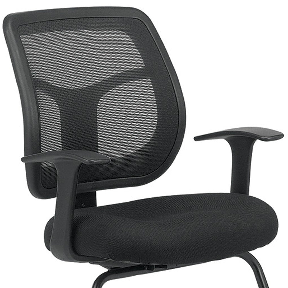 Black Fabric Seat Swivel Task Chair Mesh Back Plastic Frame