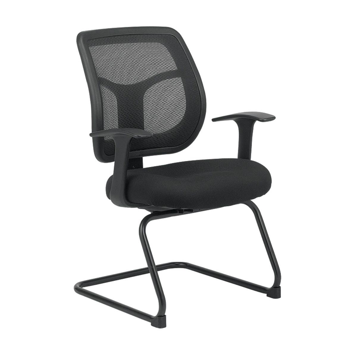 Black Fabric Seat Swivel Task Chair Mesh Back Plastic Frame