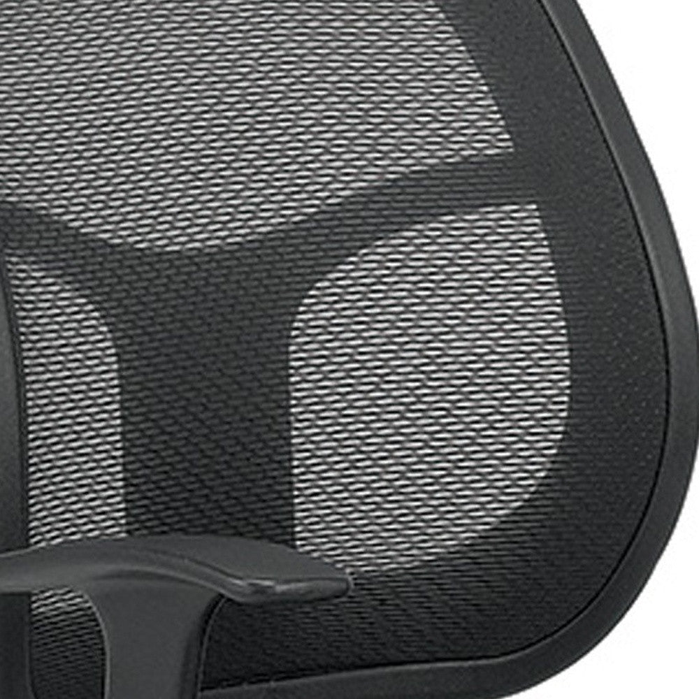 Black Fabric Seat Swivel Task Chair Mesh Back Plastic Frame