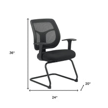 Black Fabric Seat Swivel Task Chair Mesh Back Plastic Frame
