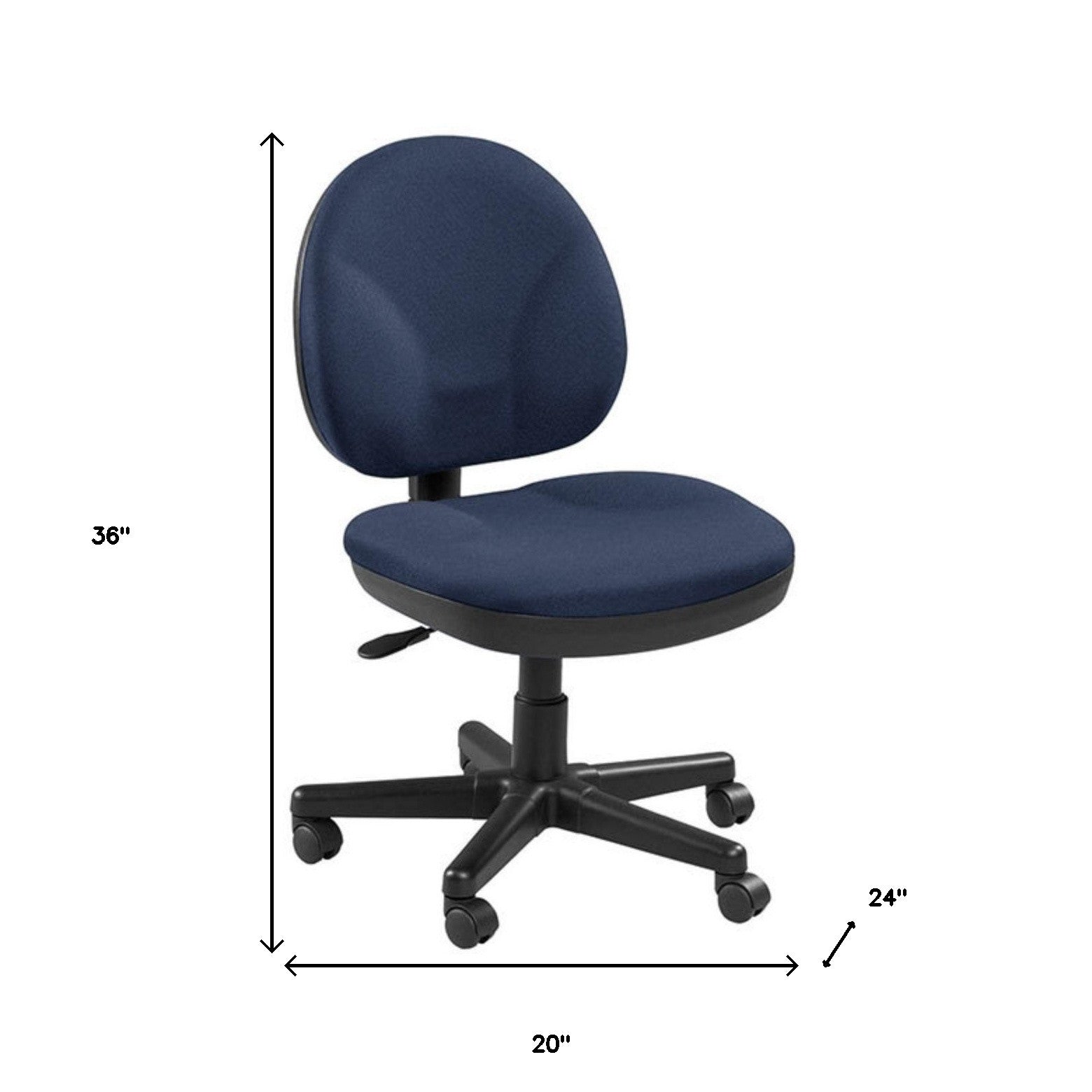Ebony Fabric Seat Swivel Adjustable Task Chair Fabric Back Plastic Frame