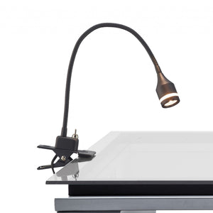 15" Black Metal Adjustable Clip On Led Table Lamp