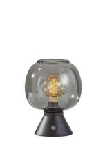 Smoked Glass Globe Shade With Vintage Edison Bulb And Matte Black Metal Table Lamp