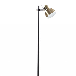Retro Floor Lamp With Matte Black Pole And Adjustable Jumbo Antique Brass Metal Shade