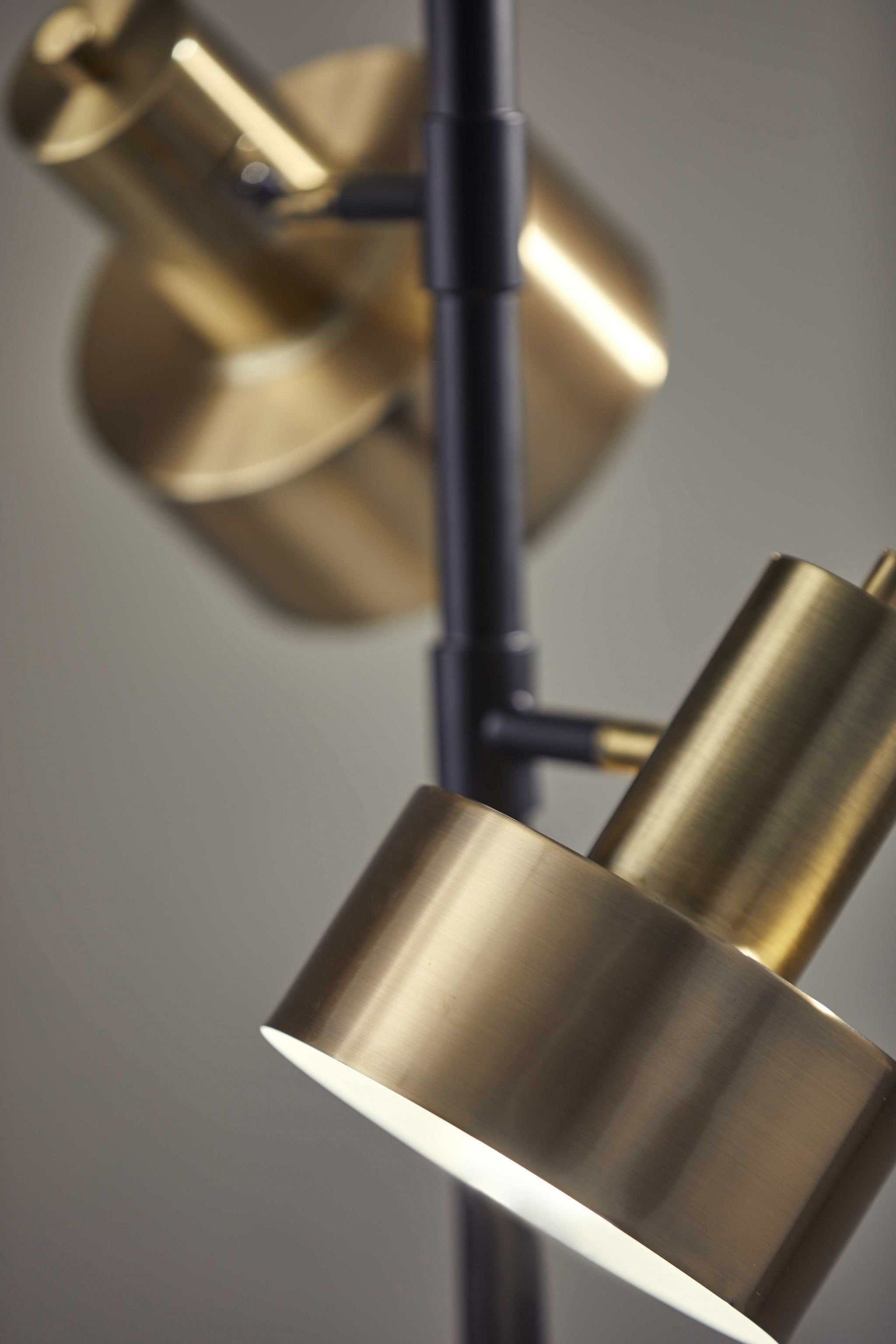 Brass Three Light Tree Floor Lamp With Gold Solid Color Bell Shade 67"