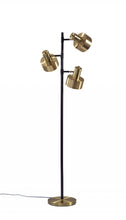 Brass Three Light Tree Floor Lamp With Gold Solid Color Bell Shade 67