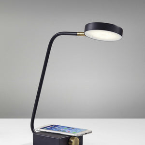 Tech Enhanced Black Metal Disk Led Adjustable Desk Lamp