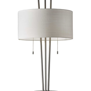 Stylish Triple Pole Brushed Steel Metal Table Lamp