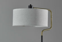 Black Metal With Brass Adjustable Swing Arm And Drum Shade Table Lamp