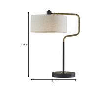 Black Metal With Brass Adjustable Swing Arm And Drum Shade Table Lamp