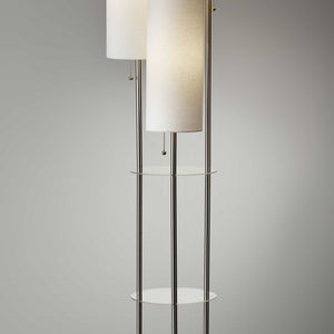 68" Three Light Novelty Floor Lamp With White Drum Shade