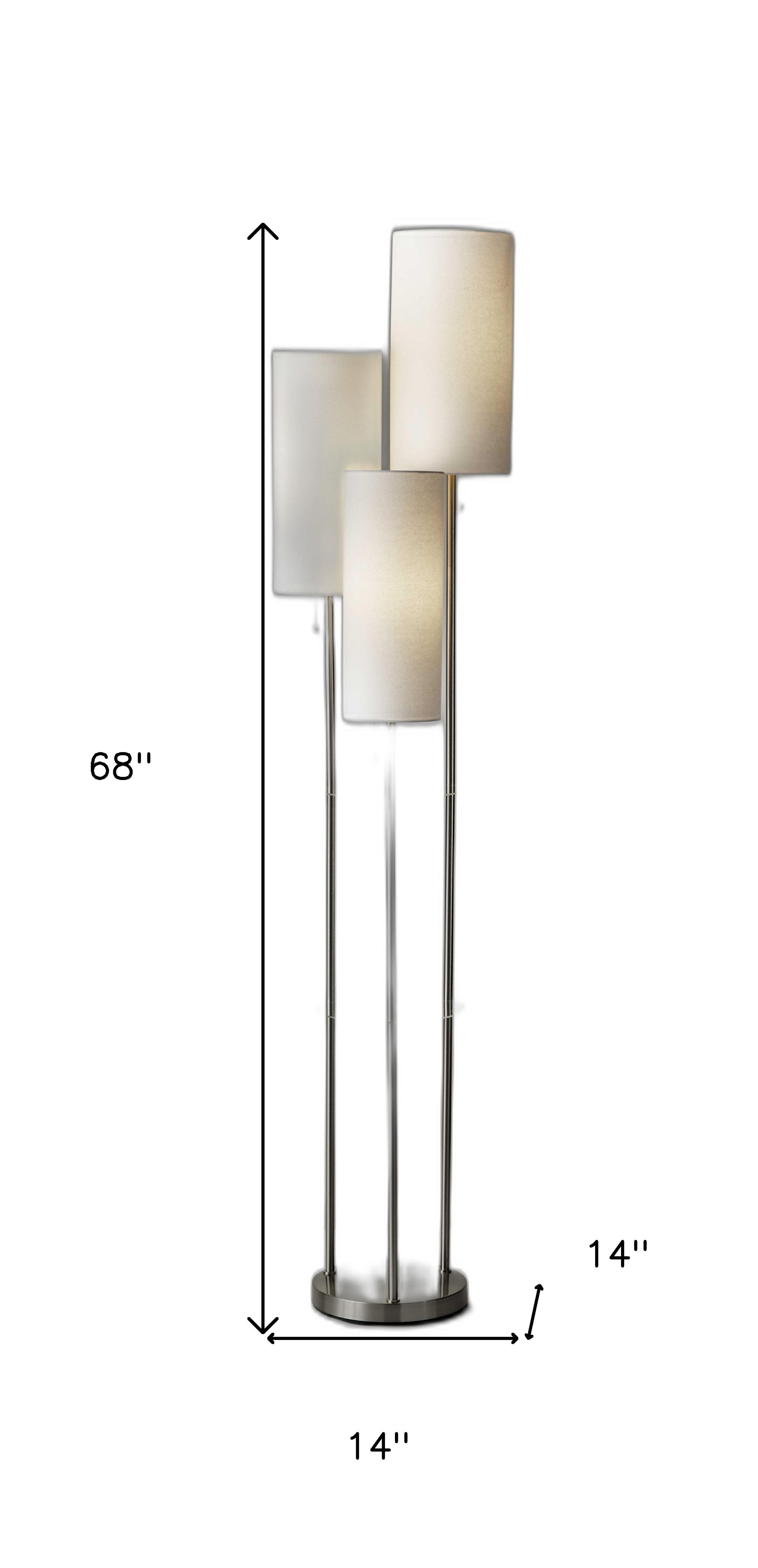 68" Three Light Novelty Floor Lamp With White Drum Shade