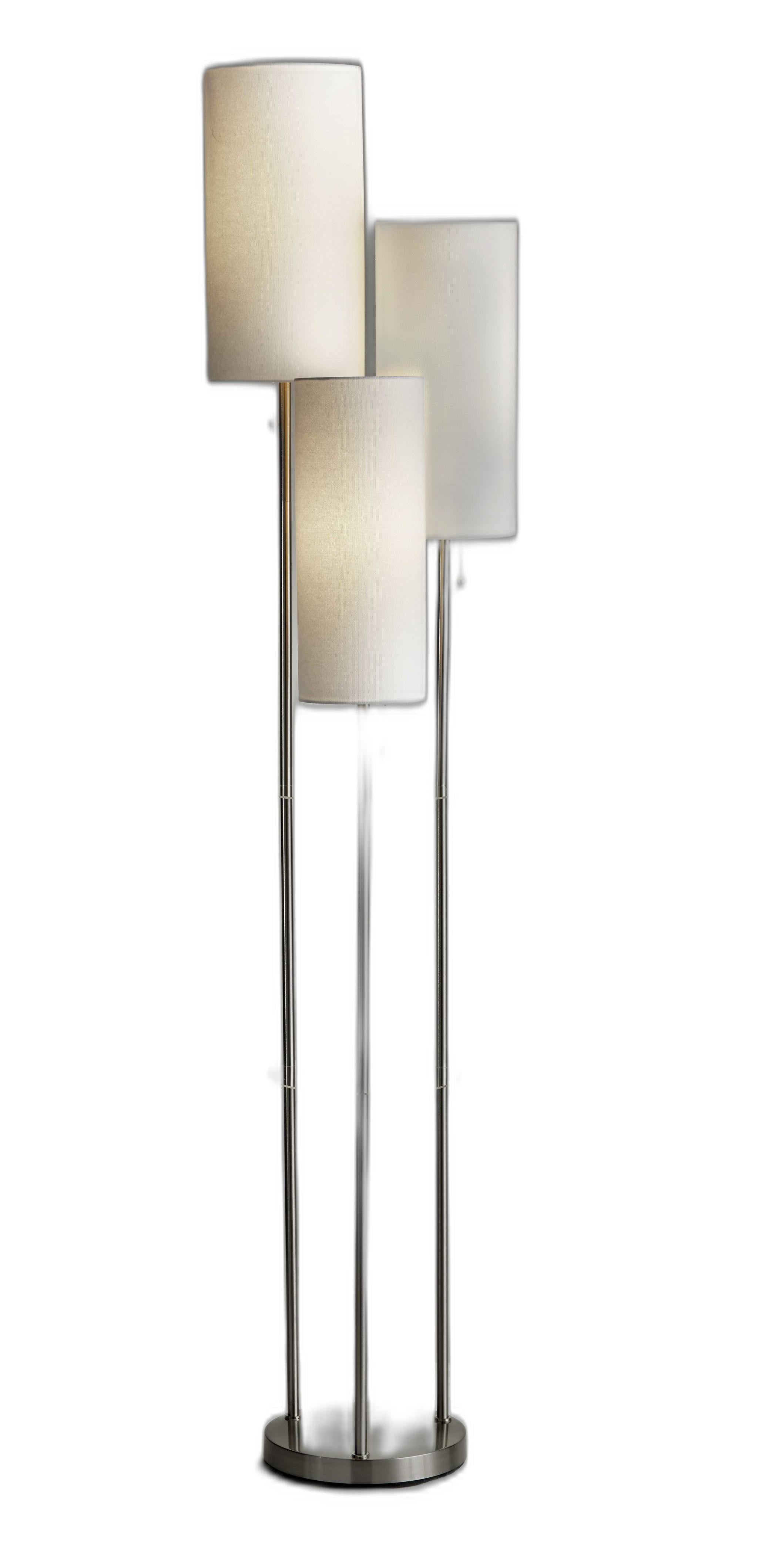 68" Three Light Novelty Floor Lamp With White Drum Shade
