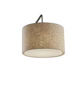 Black Swing Arm Floor Lamp With Beige Solid Color Drum Shade 77