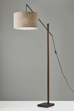 Black Swing Arm Floor Lamp With Beige Solid Color Drum Shade 77