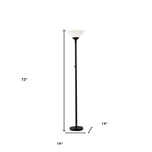 Black Torchiere Floor Lamp With White Cone Shade 73