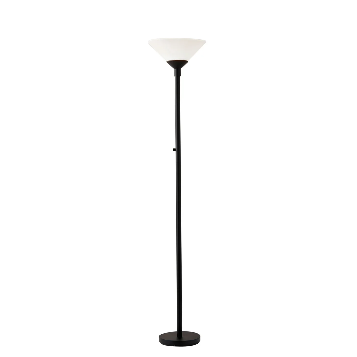 Black Torchiere Floor Lamp With White Cone Shade 73"