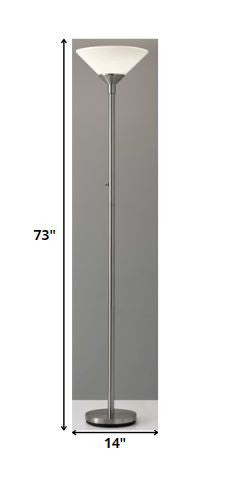 Black Torchiere Floor Lamp With White Cone Shade 73"