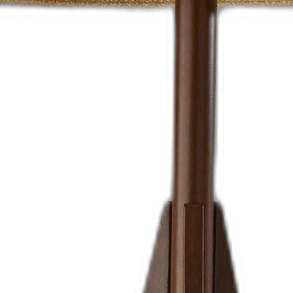 59" Solid Wood Tripod Floor Lamp With Gray Empire Shade