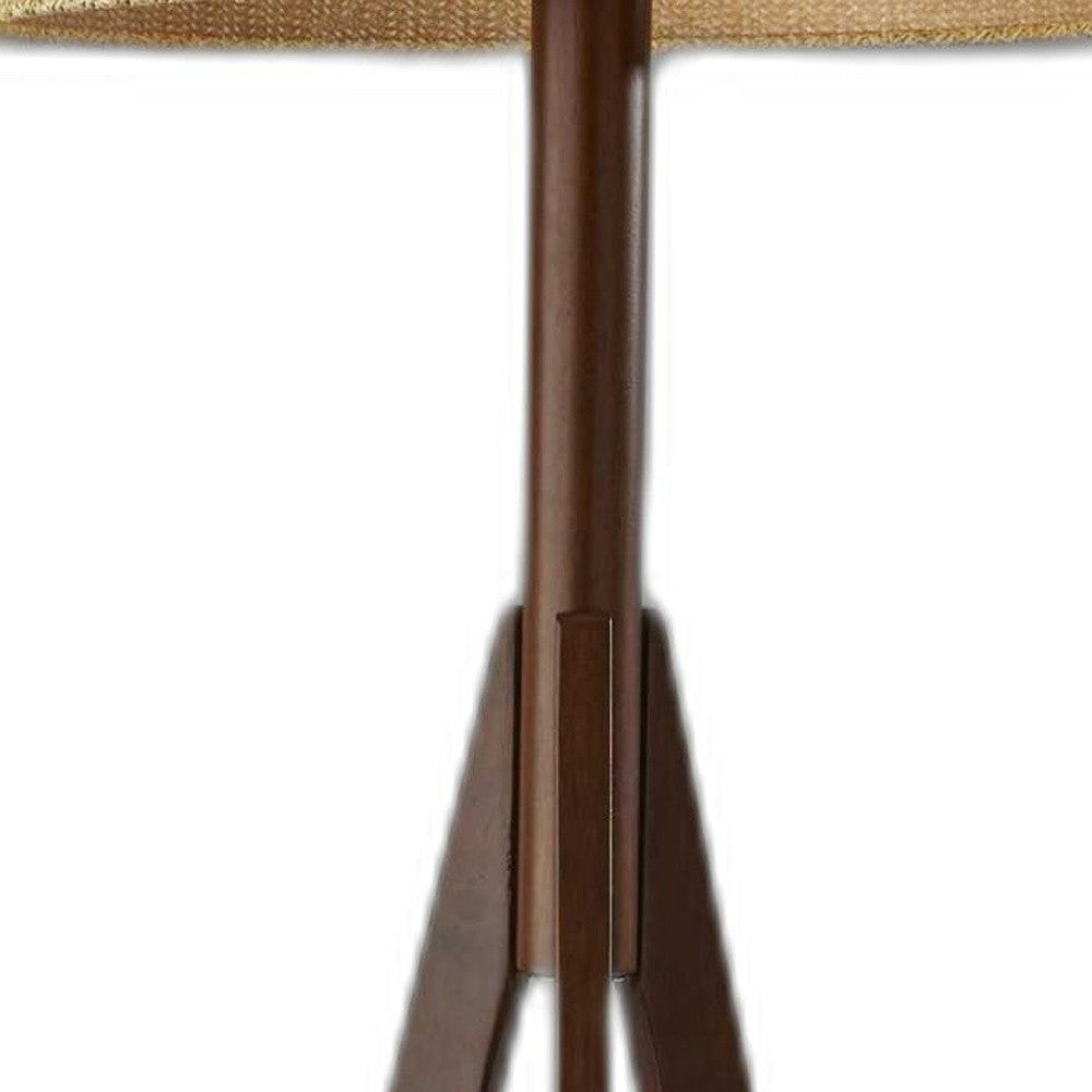59" Solid Wood Tripod Floor Lamp With Gray Empire Shade