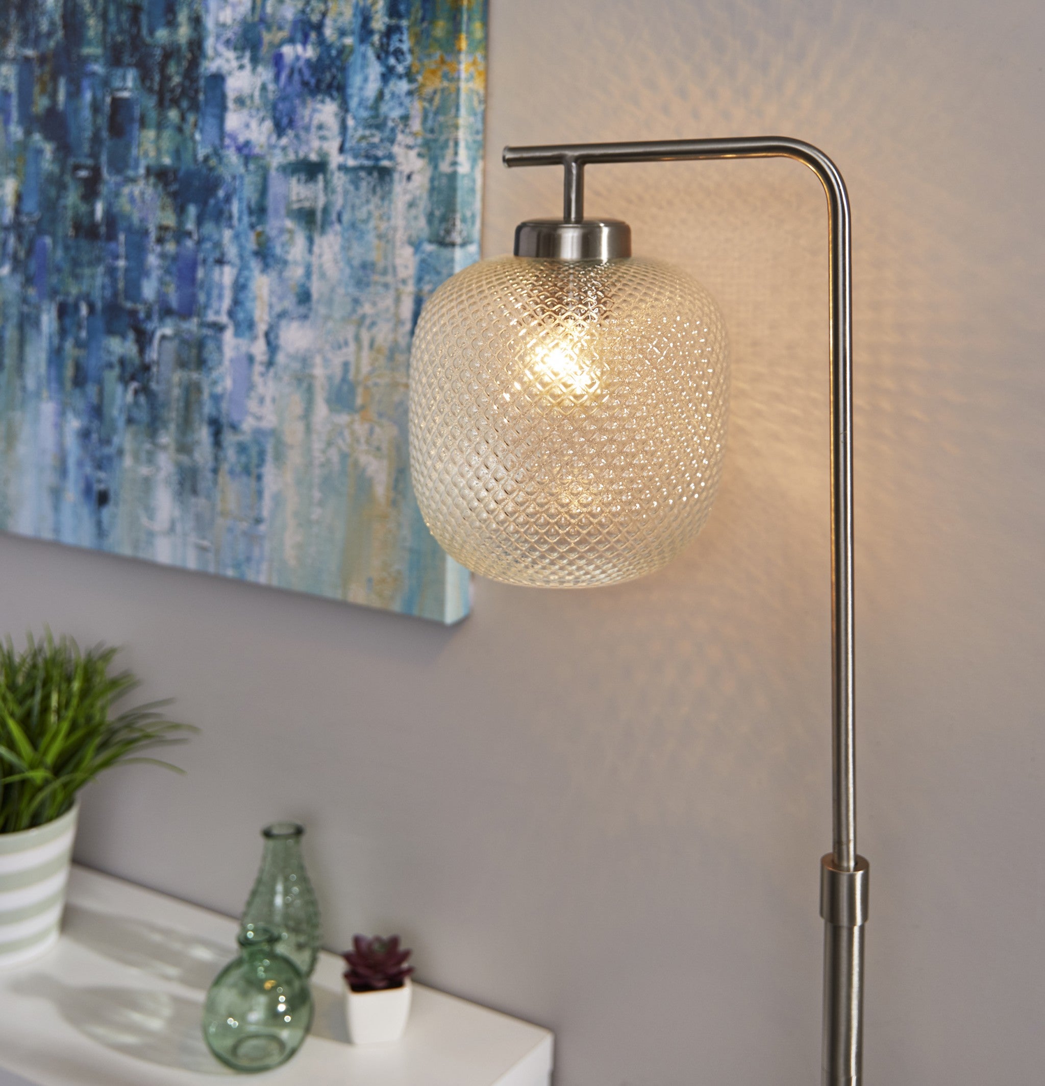 60" Task Floor Lamp With Clear Globe Shade