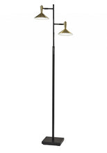 Black Two Light Led Light Changing Tree Floor Lamp With Gold Solid Color Cone Shade 65