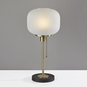 Antique Brass Striped Glass Glow Table Lamp