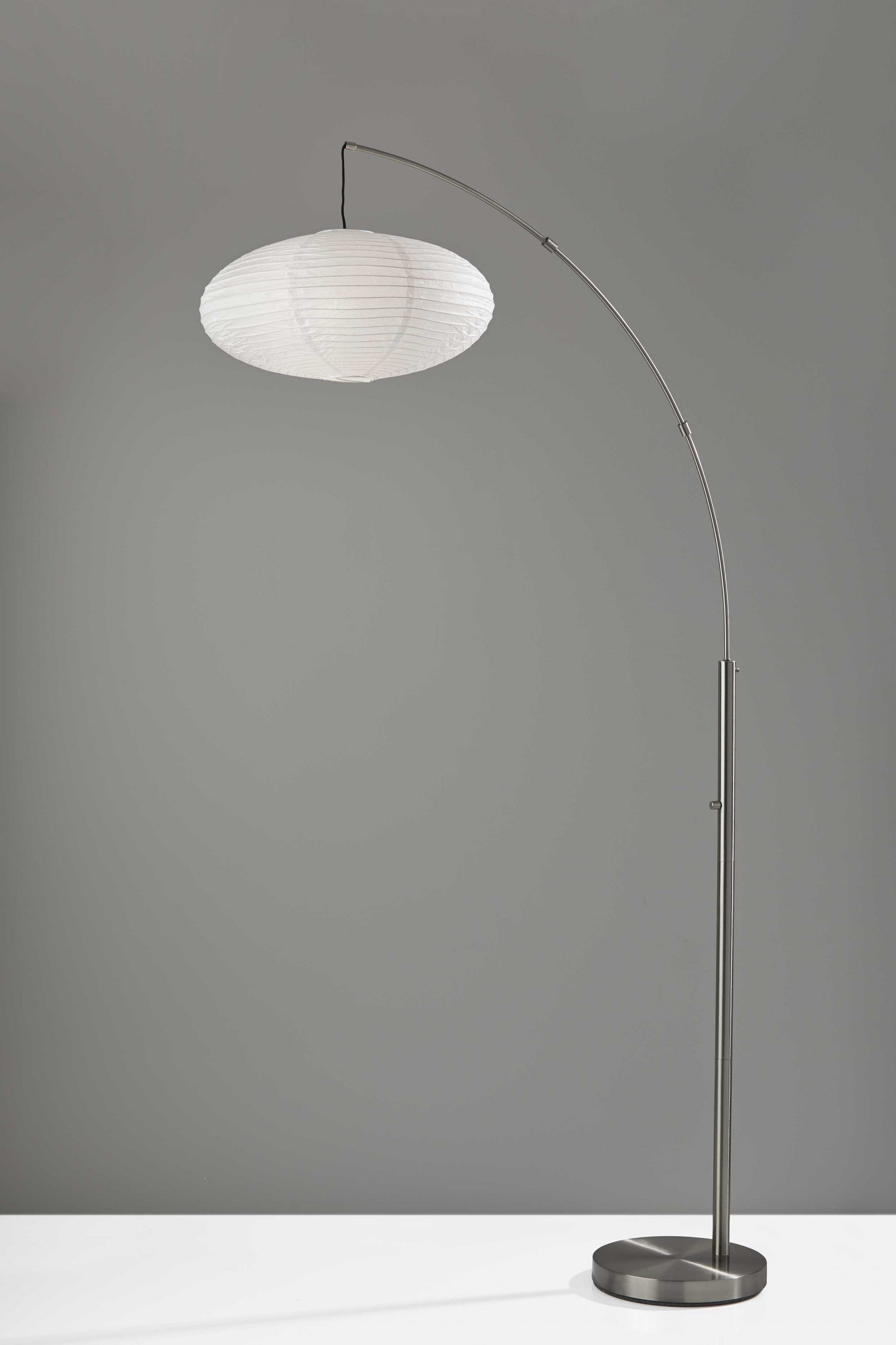 80" Steel Arc Floor Lamp With White Solid Color Globe Shade