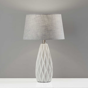 Set Of 2 White Ceramic Geometric Base Table Lamp