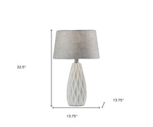 Set Of 2 White Ceramic Geometric Base Table Lamp