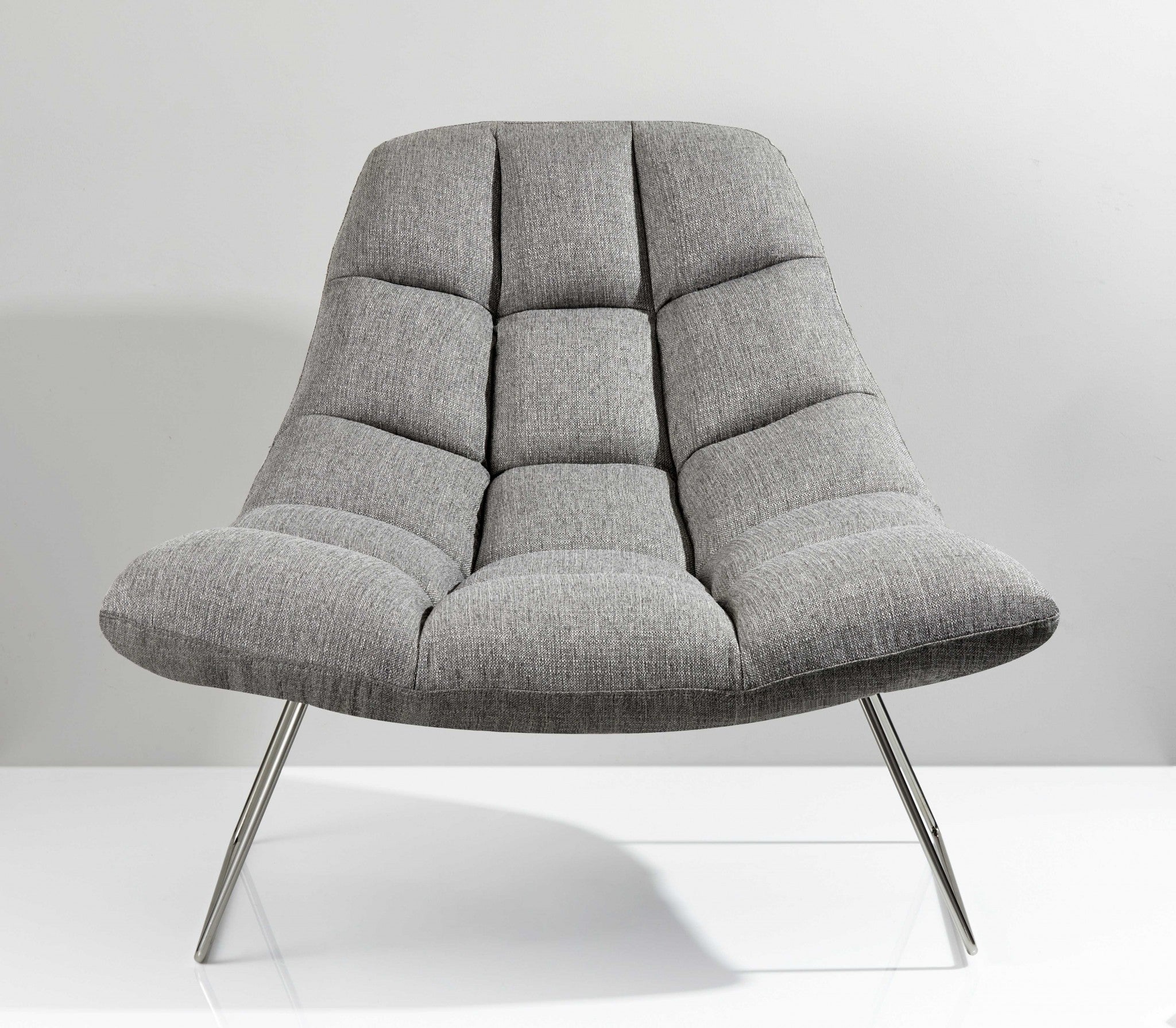 Light Grey Soft Textured Fabric And Brushed Steel Chair - 40" x 33" x 33"