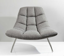 Light Grey Soft Textured Fabric And Brushed Steel Chair - 40