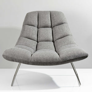 Light Grey Soft Textured Fabric And Brushed Steel Chair - 40" x 33" x 33"