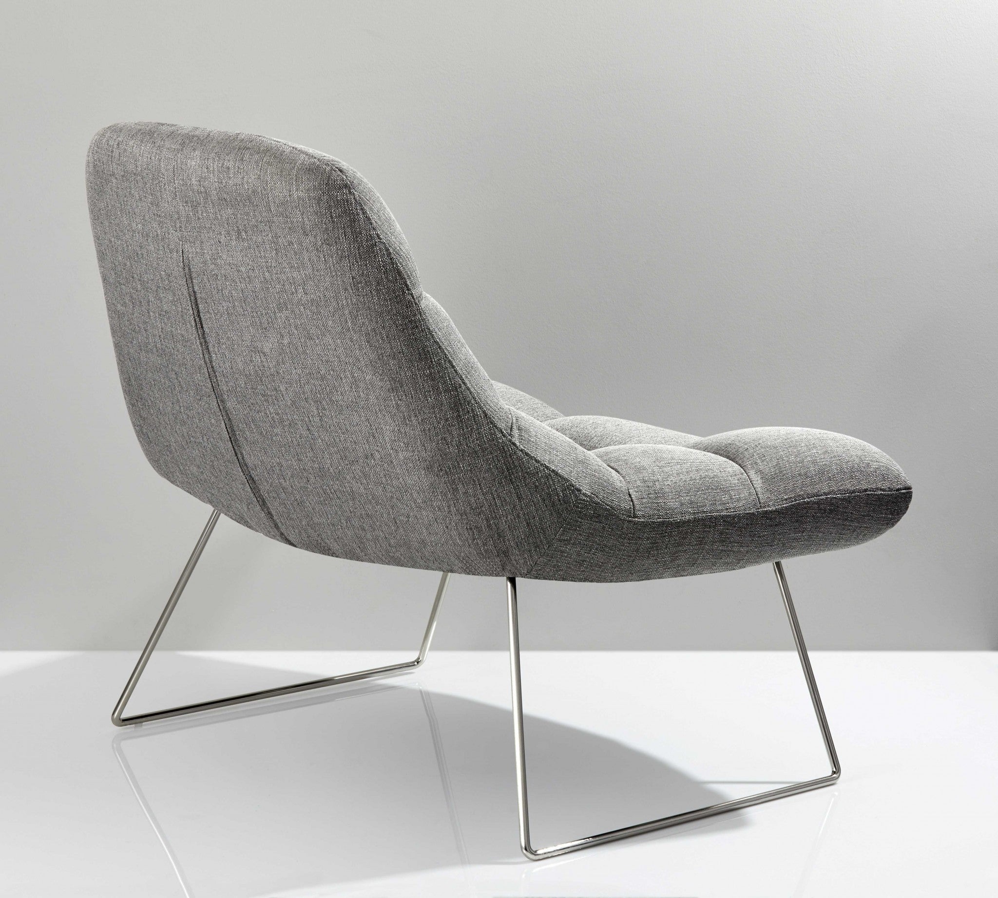 Light Grey Soft Textured Fabric And Brushed Steel Chair - 40" x 33" x 33"