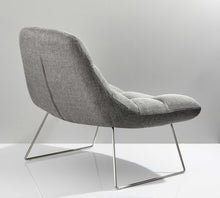Light Grey Soft Textured Fabric And Brushed Steel Chair - 40