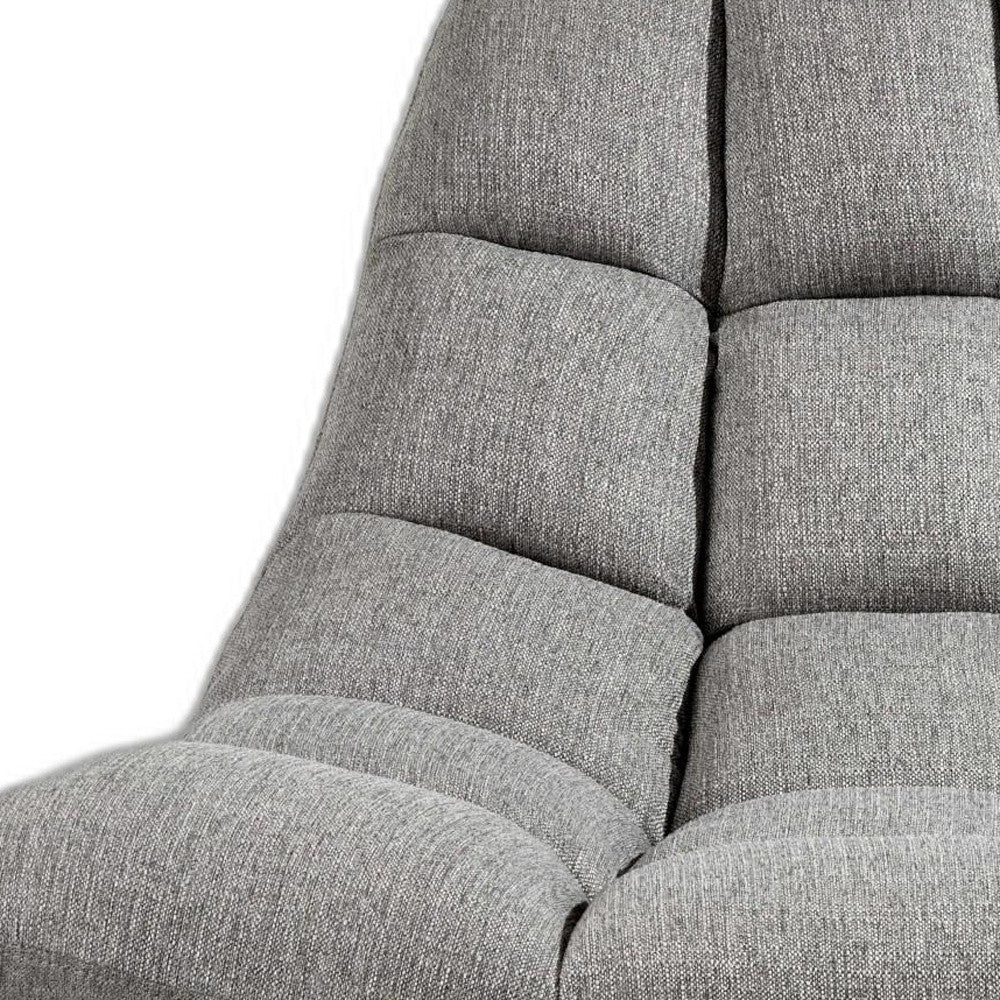 Light Grey Soft Textured Fabric And Brushed Steel Chair - 40" x 33" x 33"