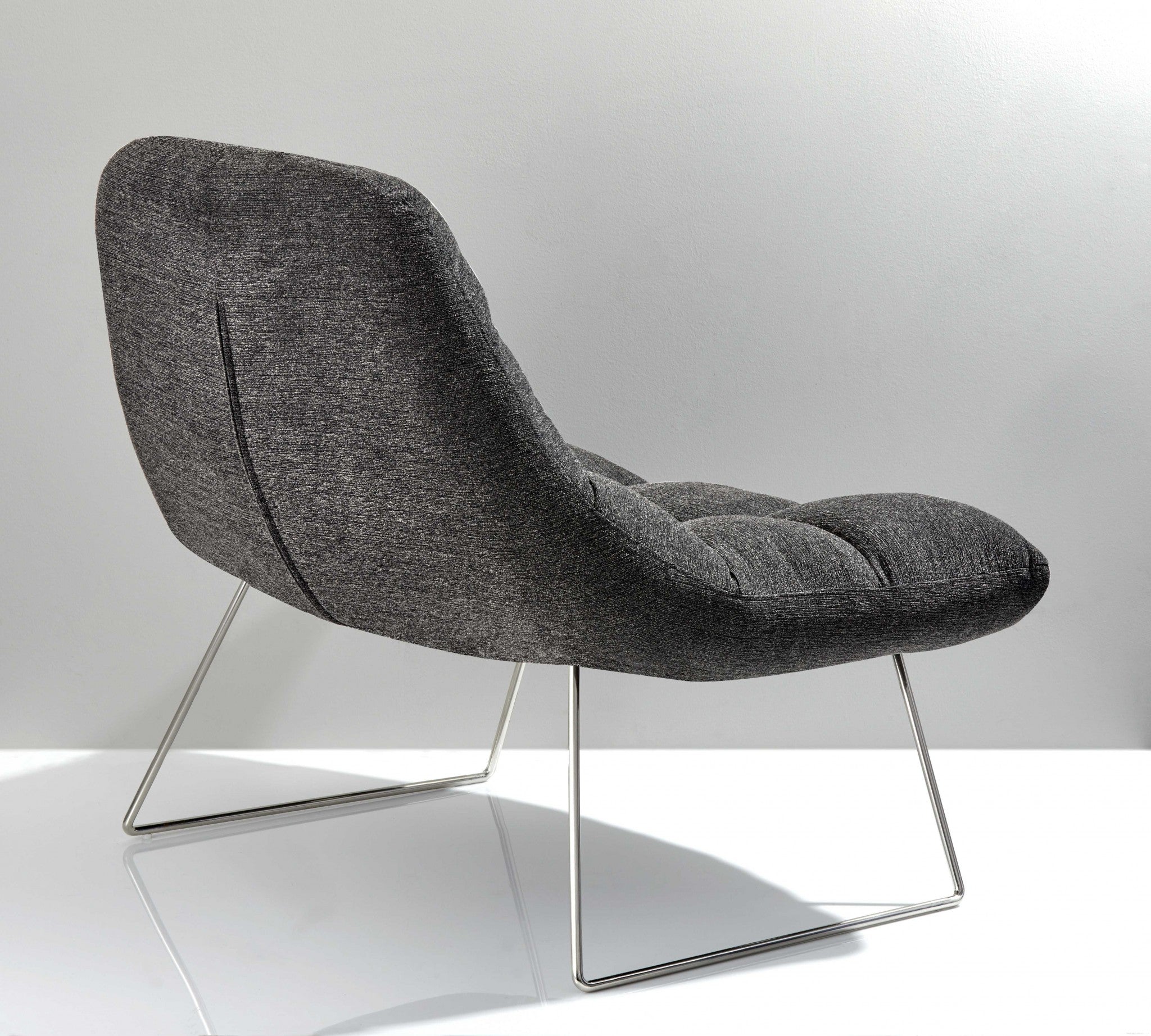 Light Grey Soft Textured Fabric And Brushed Steel Chair - 40" x 33" x 33"