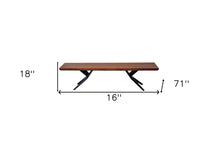 Brown Black Wood Metal Dining Bench