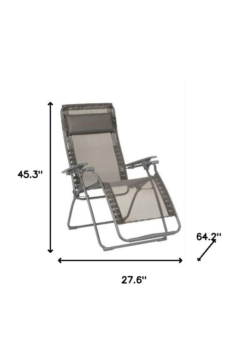 27.6" X 64.2" X 45.3"  Graphite Powder Coated Recliner