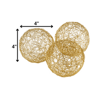 Gold Iron Wire Spheres Set Of 3 - 4