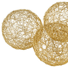 Gold Iron Wire Spheres Set Of 3 - 4