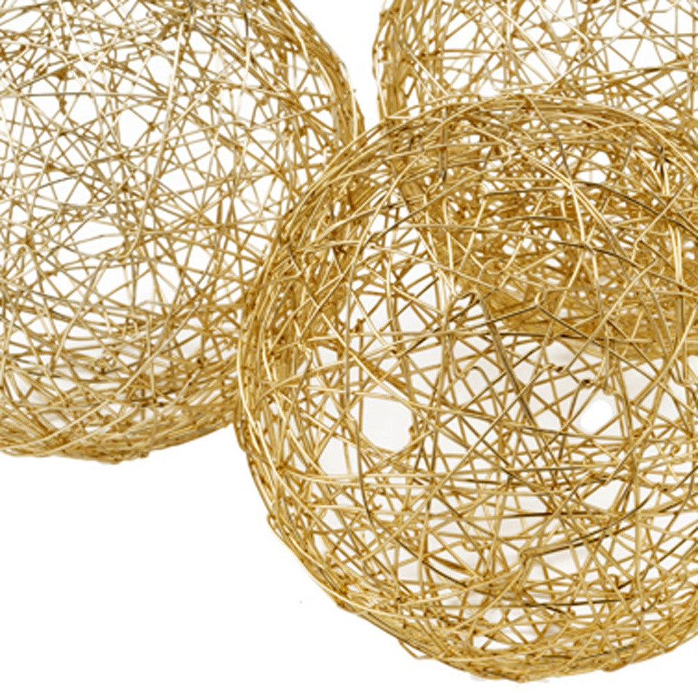 Gold Iron Wire Spheres Set Of 3 - 4" x 4" x 4"