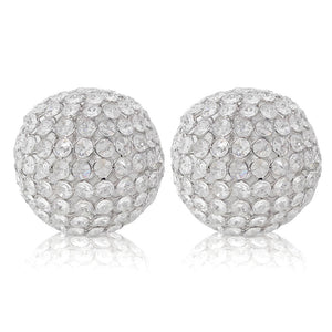 5" X 5" X 5" Silver Iron & Cristal Spheres Set Of 2