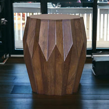 Boho Geo Brown Solid Wood End Or Side Table