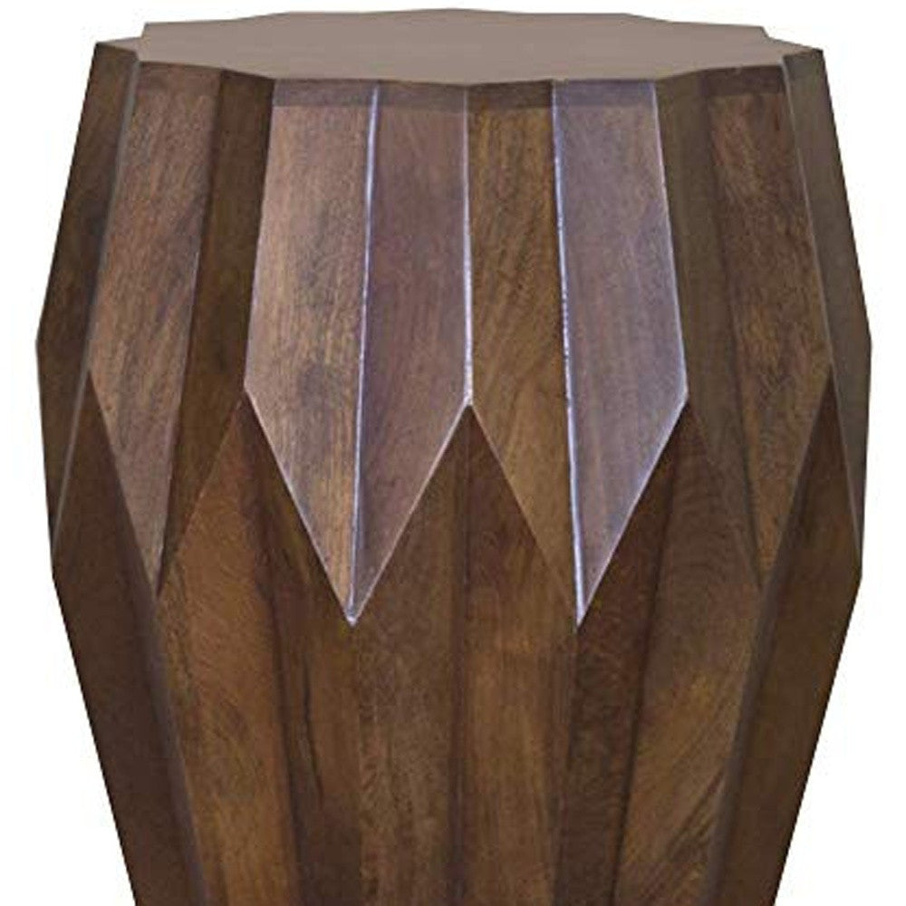 Boho Geo Brown Solid Wood End Or Side Table