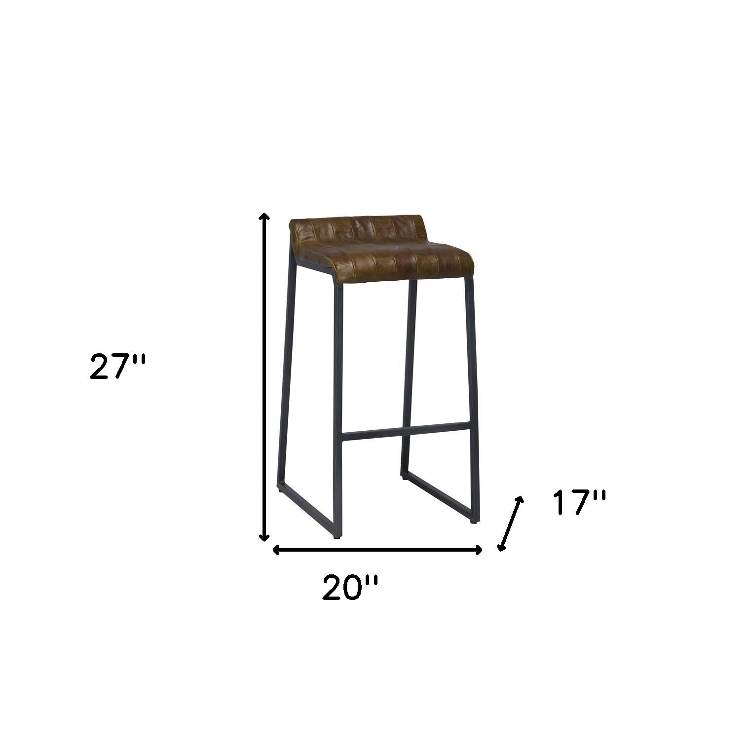 27" Modern Swatches Brown Leather Counter Stool