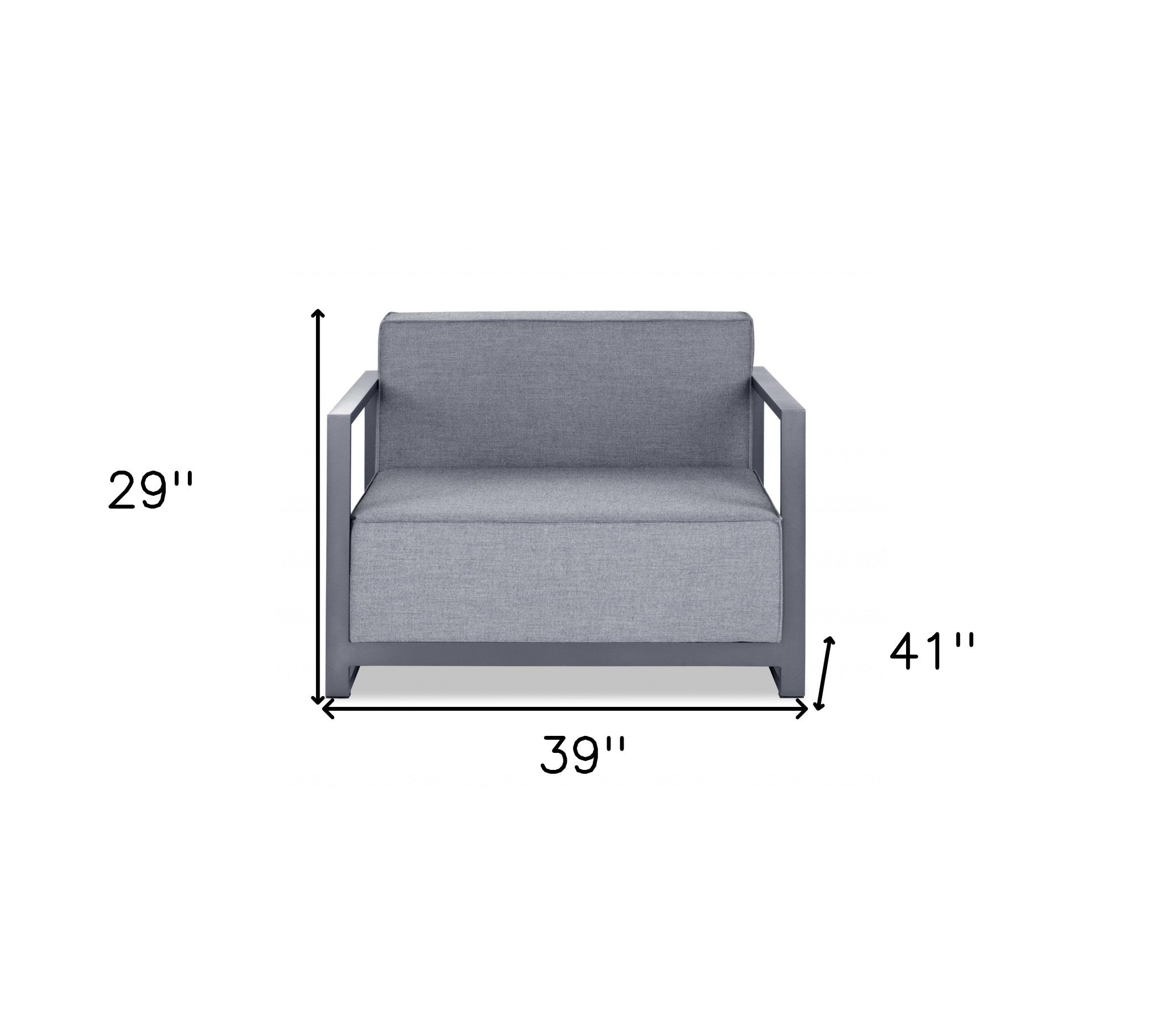 29 X 39 X 41 Gray Aluminum Armchair